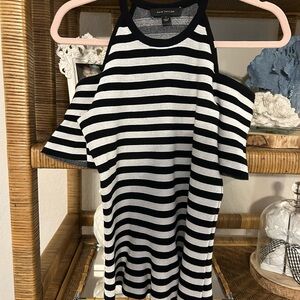 Ann Taylor Black and White Striped Top